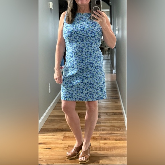 Floral Print Sleeveless Knee Length Dress High Neck Pencil Shift Sheath Size 5/6 - Picture 14 of 15